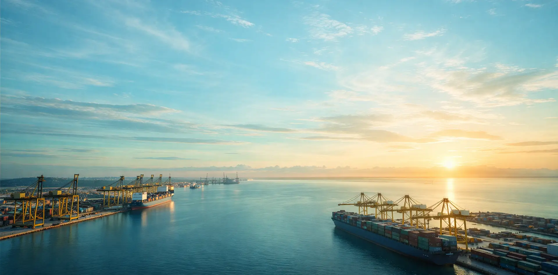 Cargo ship logistics services banner